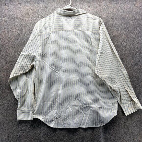 Vintage LL Bean Shirt Womens 16 Blue Striped Long Sleeve Button Hong Kong 90s - Picture 2 of 10